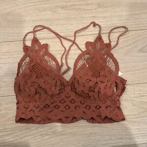 Free People FP One Adella Lace Crochet Bralette in Burnt Orange